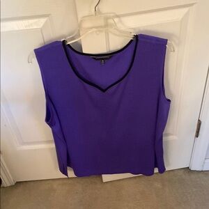Misook Purple Black Trim Sleeveless Tank Top